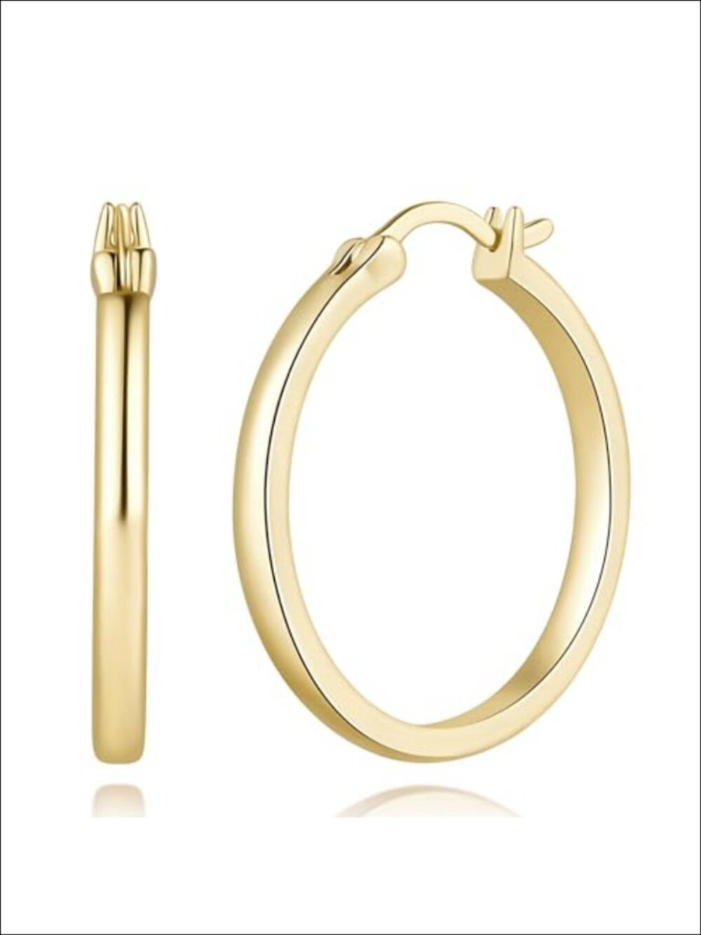 14K Gold Plated Hoop Earrings French Wire 25mm